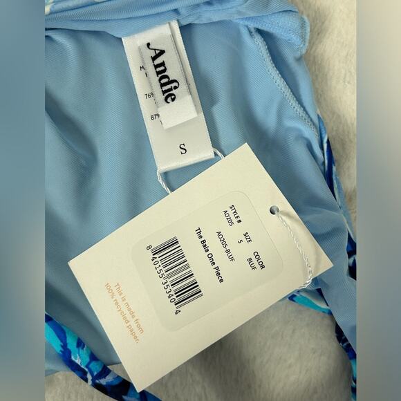 Andie Swim 'The Baia' One-Piece Swimsuit in Blue Floral - Size Small NWT - Picture 8 of 10